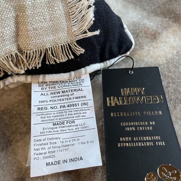 Coterie Studio Set of 2 "Welcome Foolish Mortal" Beaded Halloween Throw Pillow - Picture 5 of 10